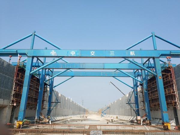 5月14日，大治河西枢纽新建二线船闸主体结构施工全部完成2-严坤.jpg